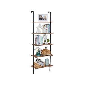 YES4HOMES Industrial Ladder Shelf Wood Wall-Mounted Bookcase Storage Rack Shelves Display