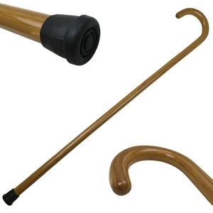 92cm WOODEN WALKING STICK Wood Cane Pole Carved Varnished Deluxe Quality Sturdy Brown