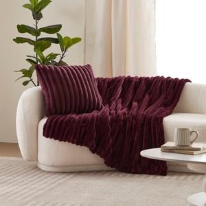 Dreamaker Chunky Embossed Fleece Throw Blanket Cherry - 130 X 170cm