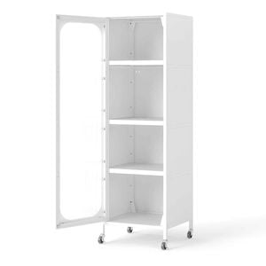 Costway 5-Tier Metal Storage Cabinet Kitchen Pantry Sideboard White