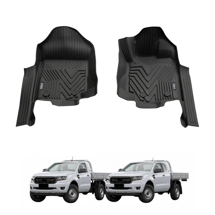 AUSGO 5D Injection Car Floor Mats for Ford Ranger Single / Extra Cab 2011-2022 All-Weather Floor Liners