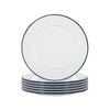 Argon Tableware 25.5cm Enamel Dinner Plates - Navy Rim - Set Of 6 - 10inch Large Dish Plates Metal Enamel Tableware Dinner Set