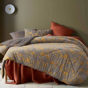 Accessorize Clove Washed Cotton Printed Reversible Comforter Set King