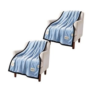 SOGA 2 Pack Blue Flannel Polyester Throw Blanket 200x230cm