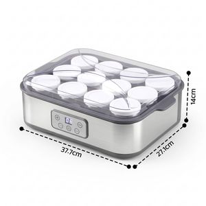 Devanti Yoghurt Maker Machine with 12x180ml Glass Cups Temp Control Grey