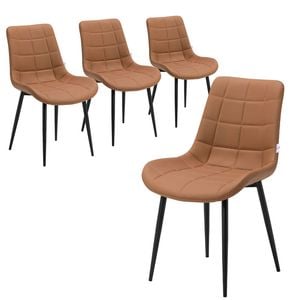 Familand Dining Chairs Set of 4 Padded Seat Kitchen Living Room Chair Faux Leather in Brown