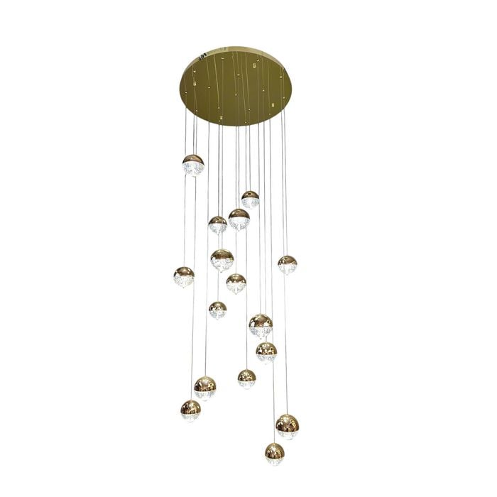 BILLY 16 Light Crystal Chandelier Tri-colour LED (Gold)