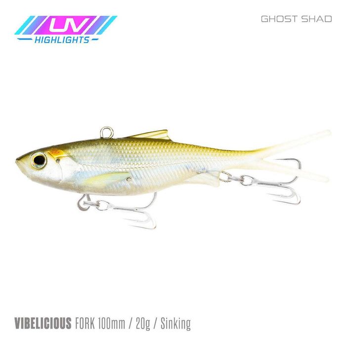 Samaki Vibelicious Fork Tail Vibe 100mm Soft Plastic Fishing Lure Ghost Shad