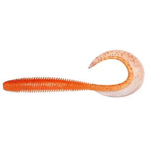 Megabass Kemuri Curly 3.5" Soft Plastic Fishing Lure Clear Orange Rainbow Flake