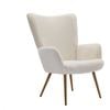 HOMFURN White Teddy Fabric Accent Chair with Wing Back