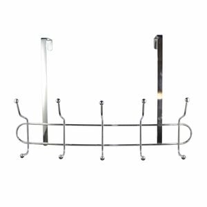 Adoored 5 Double Hook Chrome Over-The-Door Deco Hook Rack