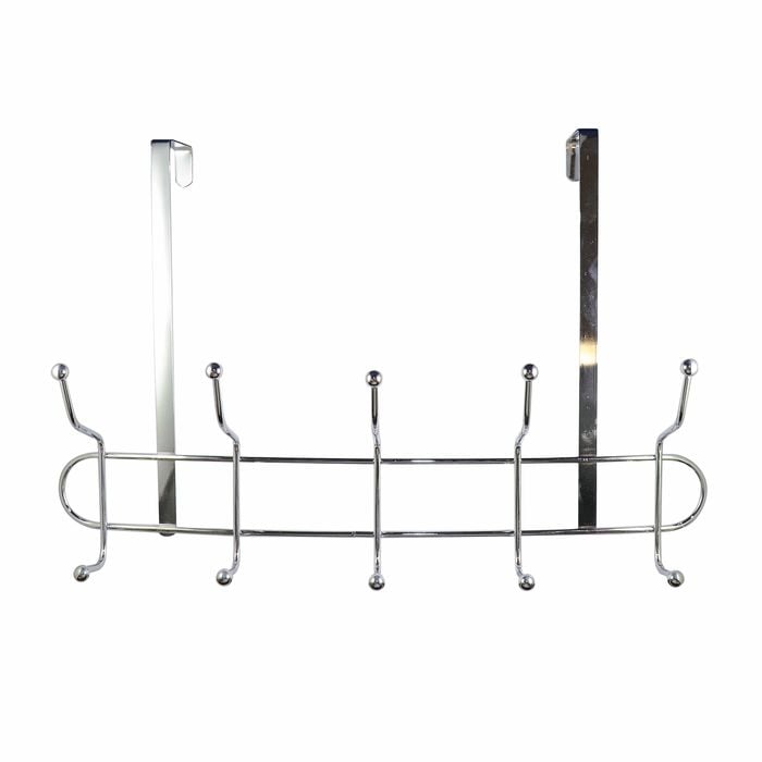 Adoored 5 Double Hook Chrome Over-The-Door Deco Hook Rack