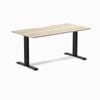 Desky Fixed Height Classic Oak Scalloped Melamine Desk 150x75cm Matte Black Leg