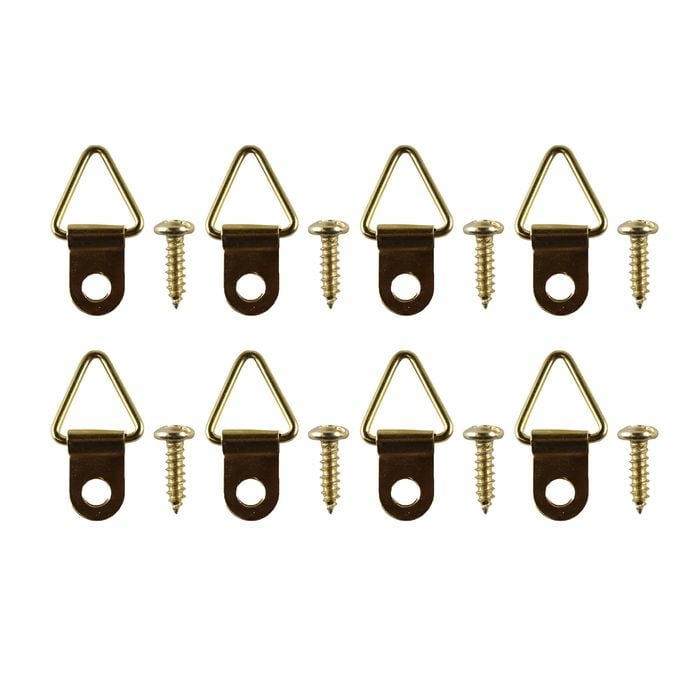 Everhang 10kg Brass Plated Picture Framing Triangles - 8 Pack