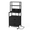Levede Bedside Table with Charging Station LED Lights Black