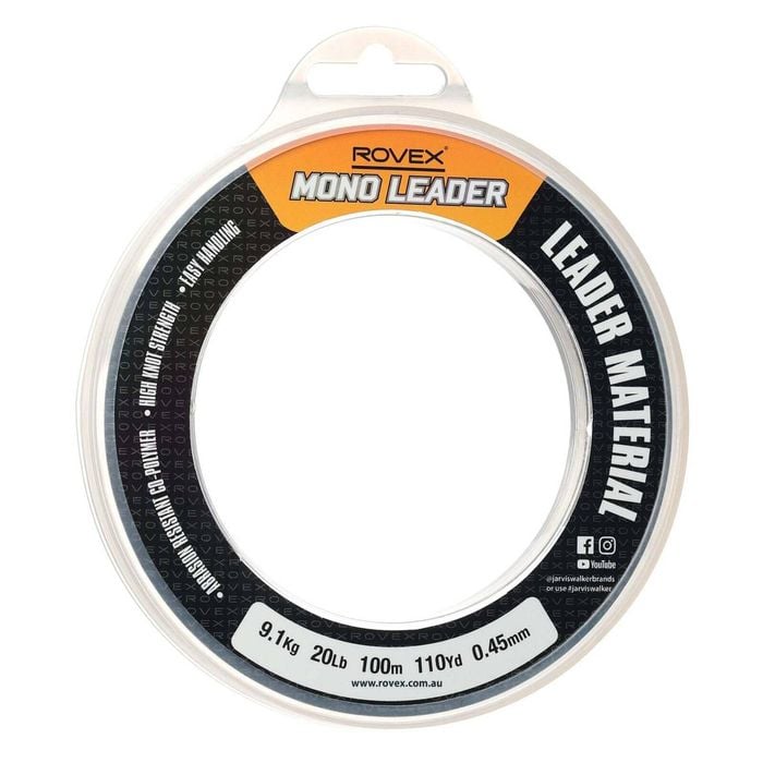 Rovex 100m Clear Monofilament Fishing Leader 20lb