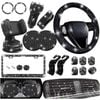 Catzon 27pcs Bling Car Accessories Set Universal Fit 15in Steering Wheel Covers-black