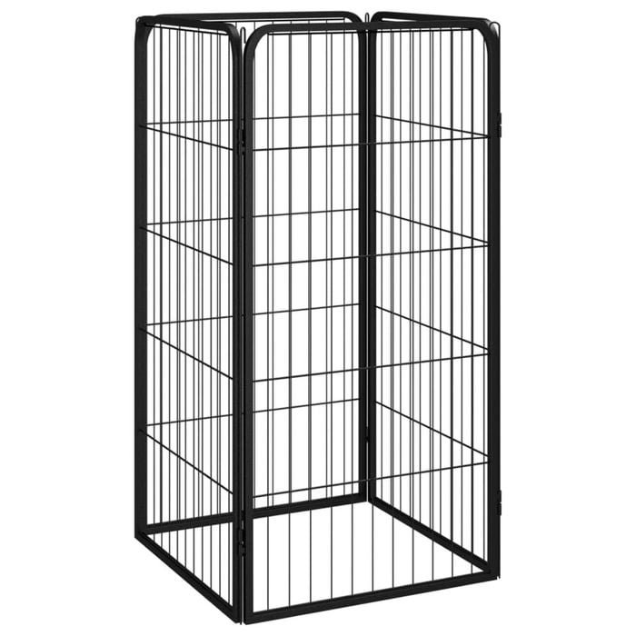 vidaXL Dog Playpen 4 Panels Black Powder-coated Steel Kennel Cage Multi Sizes