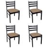 vidaXL 4x Solid Rubber Wood Dining Chairs Brown Velvet Kitchen Dinner Chair