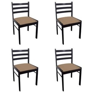 vidaXL 4x Solid Rubber Wood Dining Chairs Brown Velvet Kitchen Dinner Chair