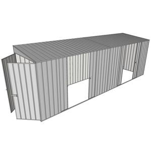 Build-a-Shed 1.5 x 6 x 2m Skillion Dual Double Sliding Side Doors Shed - Zinc