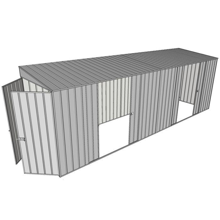 Build-a-Shed 1.5 x 6 x 2m Skillion Dual Double Sliding Side Doors Shed - Zinc
