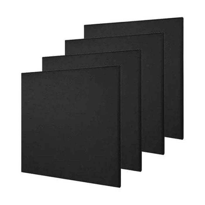 4x Fibreglass Acoustic Room Treatment Sound Panels 300x300x25mm 0.4sqm Black