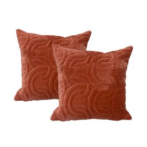 2pc Cloud Linen Roma Cotton Velvet/poly 50cm Embroidered Cushion Sqr Brick