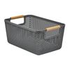 Stakt 6L Grey Mesh Storage Basket With Bamboo Handles