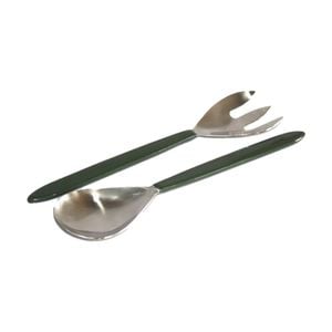 2pc SS Collective Dark Green Salad Server Utensils Set Enamel