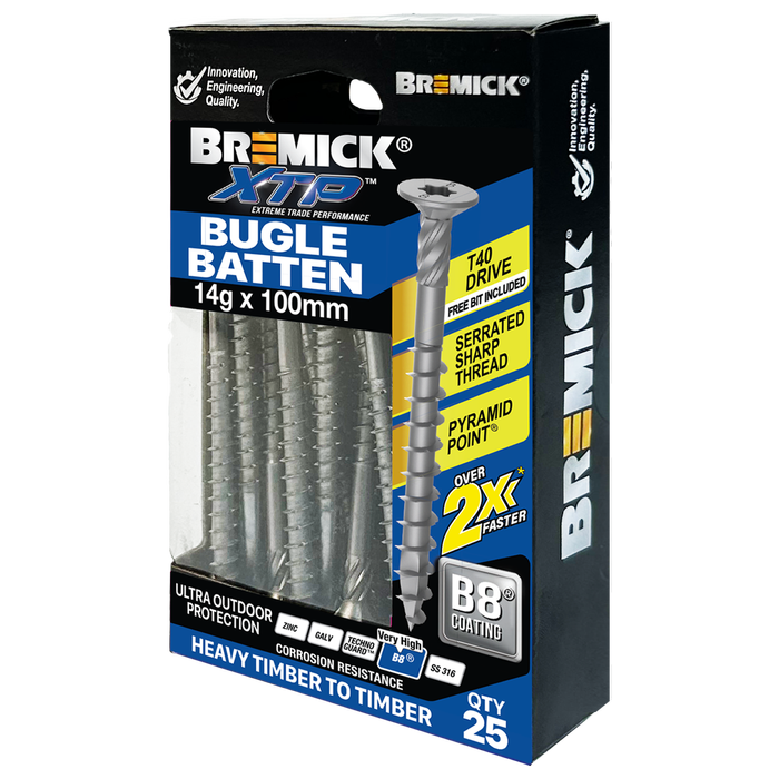 Bremick XTP 14g x 100mm T40 B8 Bugle Batten - 25 Pack