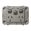 HPM ARTEOR Double Powerpoint With Extra Switch - Grid Only - Magnesium