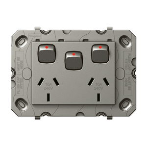 HPM ARTEOR Double Powerpoint With Extra Switch - Grid Only - Magnesium