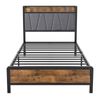 Levede Single Bed Frame Industrial Tufted Soft Storage Headboard USB Charge