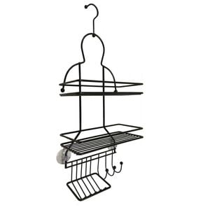 Barelli Black Bathroom Shower Caddy With Hooks
