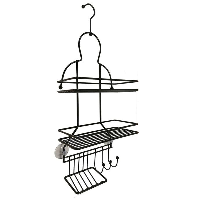 Barelli Black Bathroom Shower Caddy With Hooks