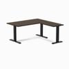 Desky Fixed Height Dark Bamboo L-shape Office Desk 1500x1550mm Matte Black Frame