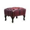 Max Chesterfield Ottoman Footstool Genuine Leather Antique Red