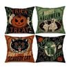 Catzon 4 Pcs Scary Throw Pillow Covers Linen Cushion Case for Decor 50X50cm