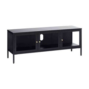 Modern Furniture CARMEL 3 Glass Doors Entertainment TV Unit 132cm - Black