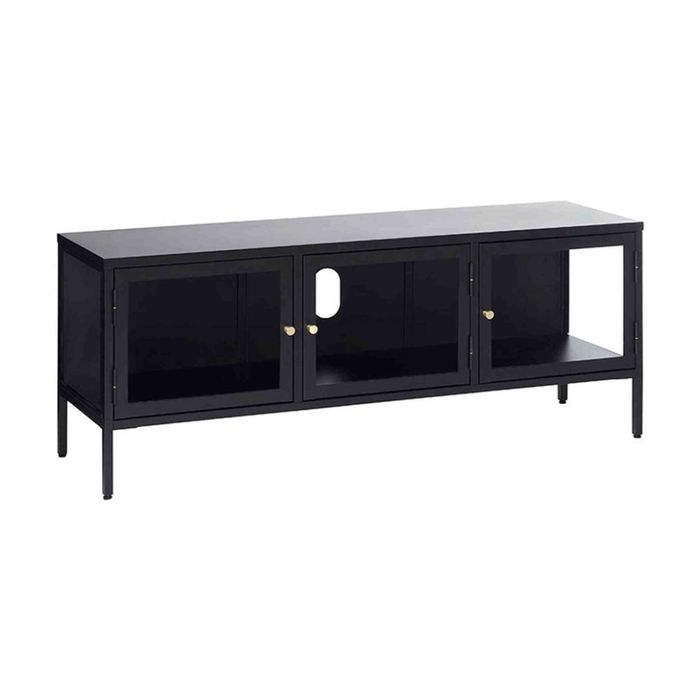 Modern Furniture CARMEL 3 Glass Doors Entertainment TV Unit 132cm - Black