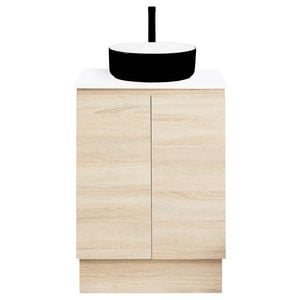 CIBO 600mm Coast Veneer Nordic Full Height Bathroom Vanity With Black And White Basin
