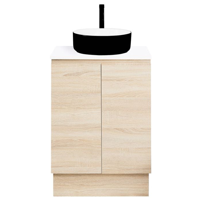 CIBO 600mm Coast Veneer Nordic Full Height Bathroom Vanity With Black And White Basin
