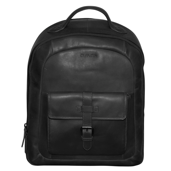 Futura s Leather Laptop Backpack School Shoulder  Front Pocket Black