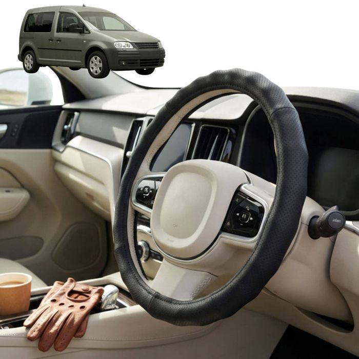Australian Goose Steering Wheel Cover for VolksWagen Caddy 2005 - 2021 (Front Only) Circle Black