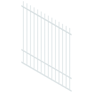 ProtectorAl 0350-1200W x 1500H Pearl White Picket Top Pool Fence Panel Raked 16-30º