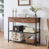 Rustic Entryway and Console Table with 2 Drawers, Brown