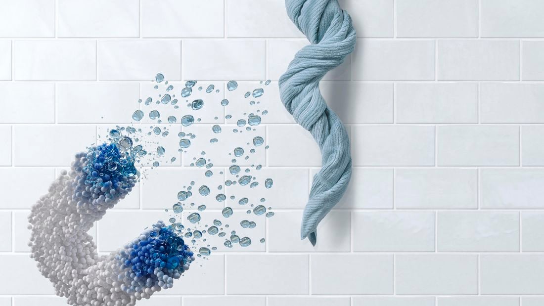 towel on a bathroom rack