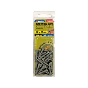 Zenith 8G x 25mm Tufcote® Square Drive Treated Pine Screw - 35 Pack