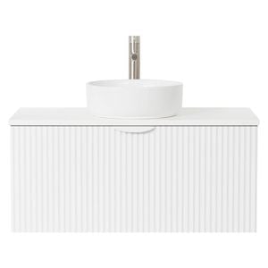 CIBO 900mm White Ripple Wall Hung Bathroom Vanity With White Countertop Basin